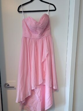 DaVinci Light Pink Strapless Hi-Low Chiffon Prom Dress